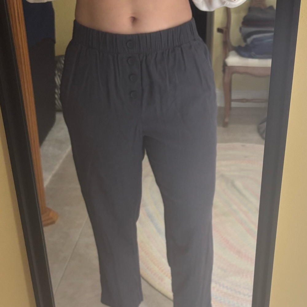 LOFT Charcoal Elastic Waist Pants
